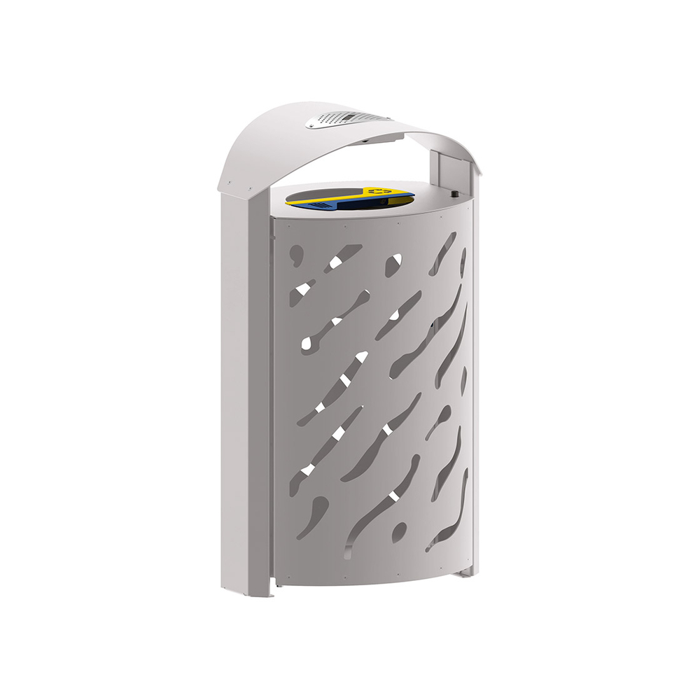 Corbeille Venise Tri sélectif 2x60 litres RAL7044 - couvercle réhaussé et cendrier - PROCITY - 208123.7044