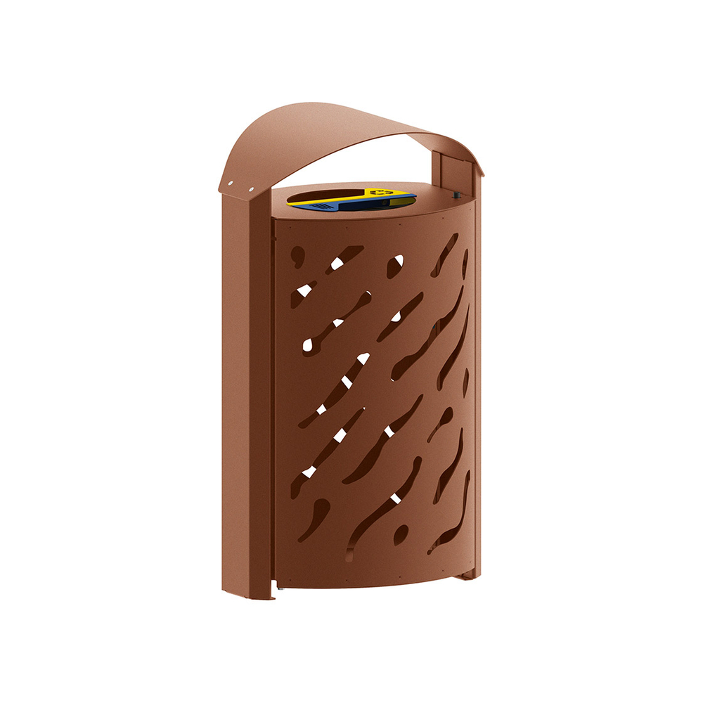 Corbeille Venise Tri sélectif 2x60 litres Aspect Corten - couvercle réhaussé - PROCITY - 208124.S025