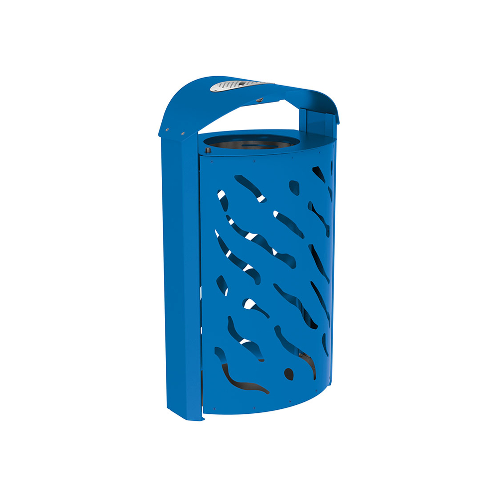 Corbeille Venise 120 litres RAL5010 - couvercle réhaussé et cendrier - PROCITY - 208126.5010