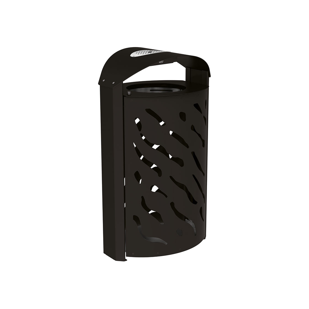 Corbeille Venise 120 litres RAL9005 - couvercle réhaussé et cendrier - PROCITY - 208126.9005