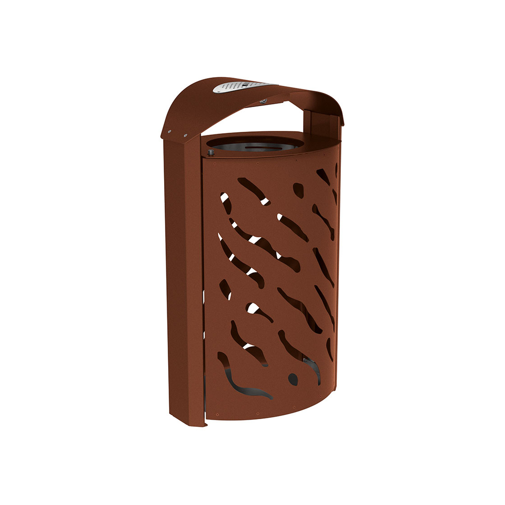 Corbeille Venise 120 litres Aspect Corten - couvercle réhaussé et cendrier - PROCITY - 208126.S025