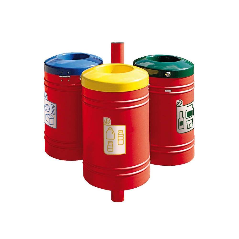 Corbeille Guyenne pour tri sélectif Inox brossé 40 litres RAL3020 - Corbeille initiale - PROCITY - 208133.3020