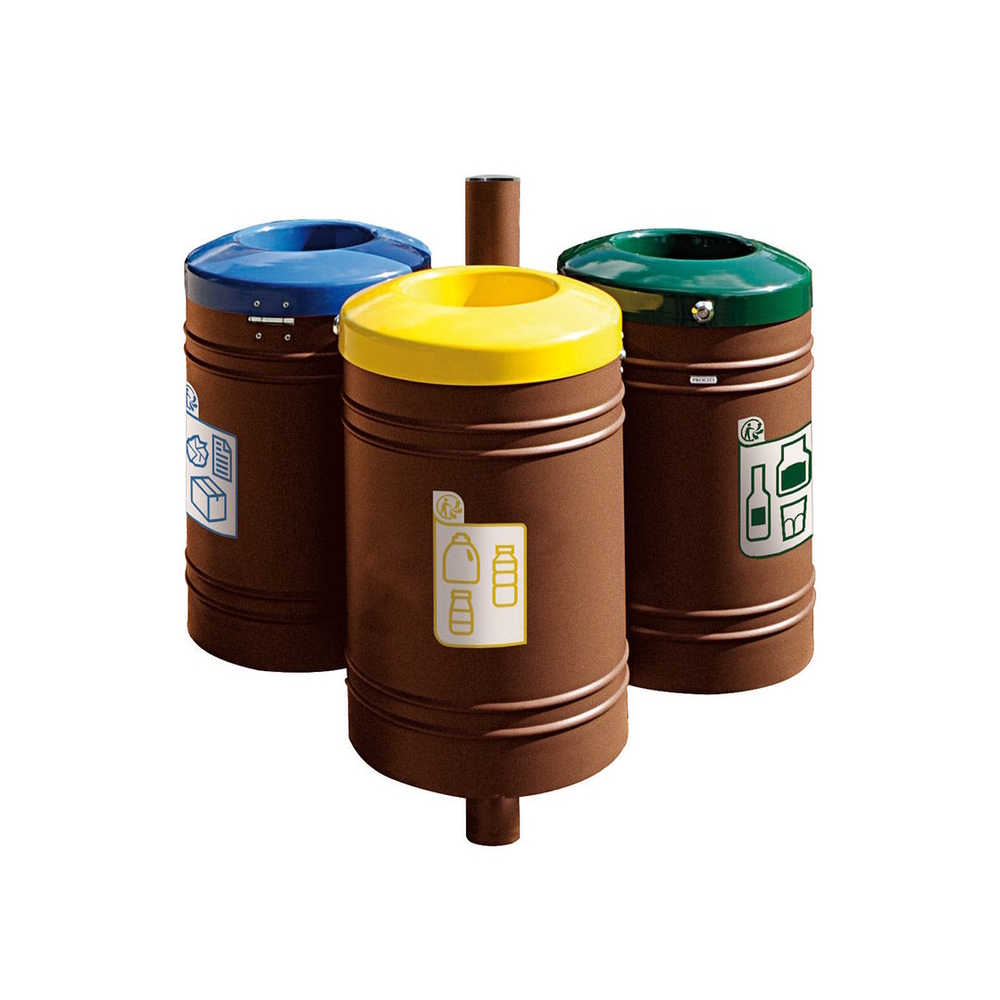Corbeille Guyenne pour tri sélectif Inox brossé 40 litres Aspect Corten - Corbeille initiale - PROCITY - 208133.S025