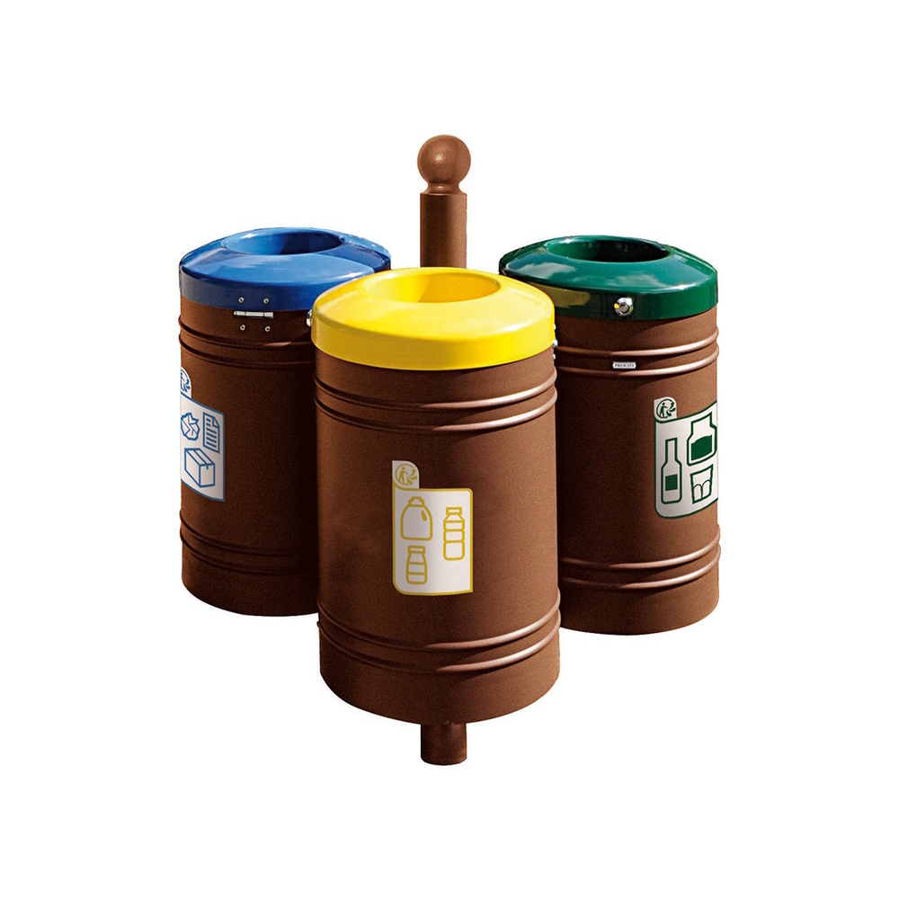 Corbeille Guyenne pour tri sélectif Boule 40 litres Aspect Corten - Corbeille initiale - PROCITY - 208137.S025
