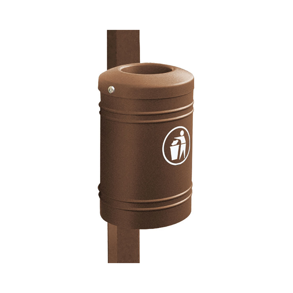 Corbeille Esterel 40 litres RAL8017 - Esterel sur poteau 80x80mm - PROCITY - 208141.8017