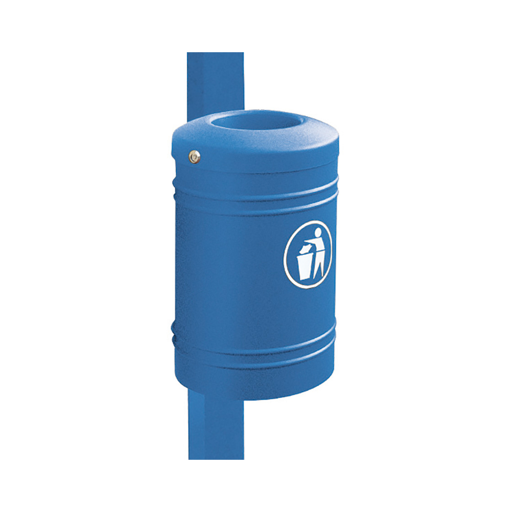 Corbeille Esterel 40 litres RAL5010 - Esterel sur poteau Ø76mm - PROCITY - 208142.5010