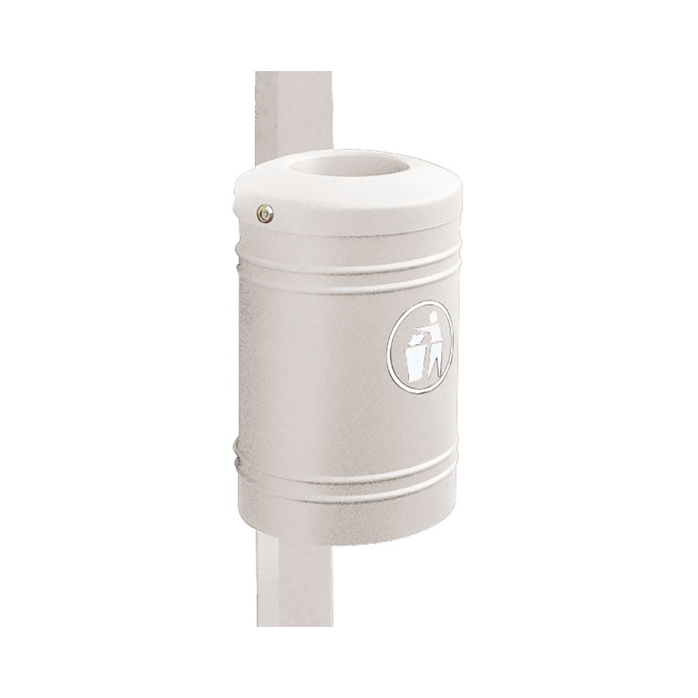 Corbeille Esterel 40 litres RAL7044 - Esterel sur poteau Ø76mm - PROCITY - 208142.7044