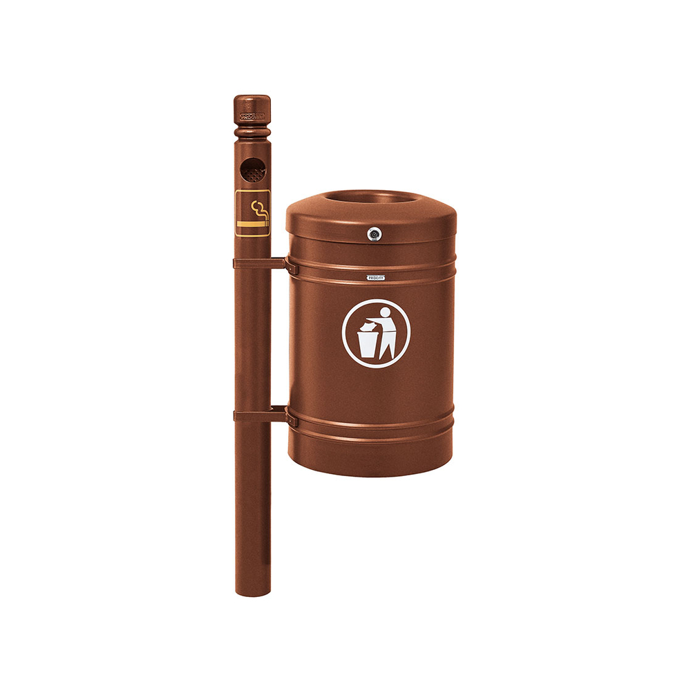 Corbeille Guyenne City 40 litres Aspect Corten - Pied cendrier - PROCITY - 208165.S025