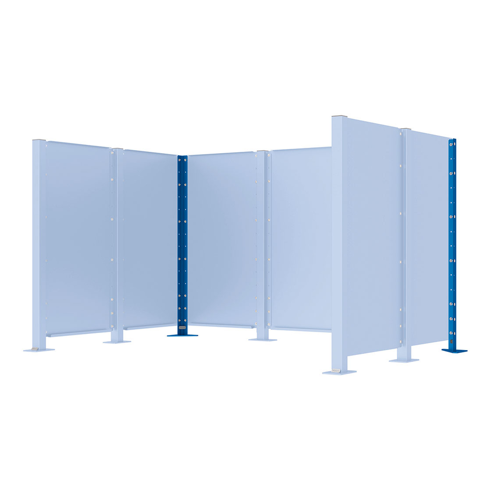 Poteau cache-conteneurs modulable peint sur Galva RAL5010 - Poteau d'angle sur platine fixe - PROCITY - 208182.5010