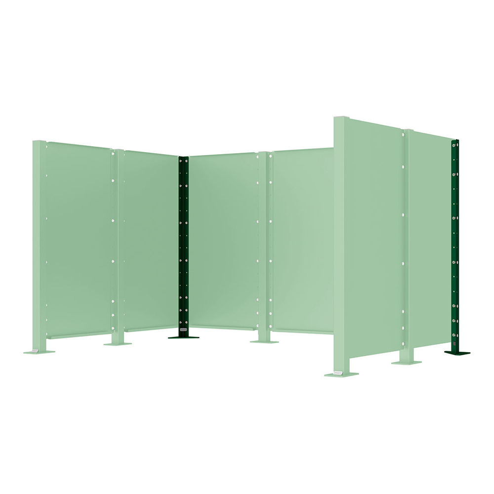 Poteau cache-conteneurs modulable peint sur Galva RAL6005 - Poteau d'angle sur platine fixe - PROCITY - 208182.6005