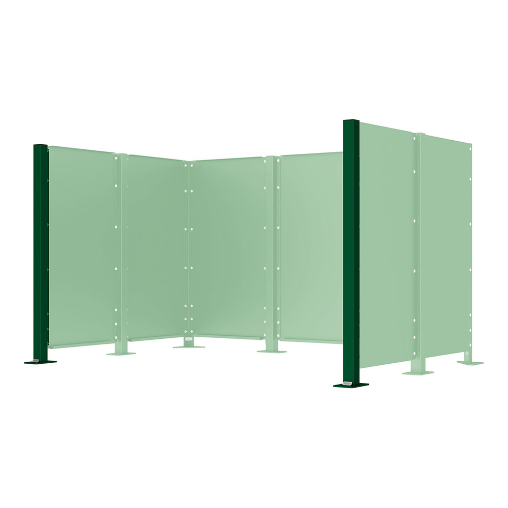 Poteau cache-conteneurs modulable peint sur Galva RAL6005 - Poteau d'extrémité sur platine fixe - PROCITY - 208184.6005
