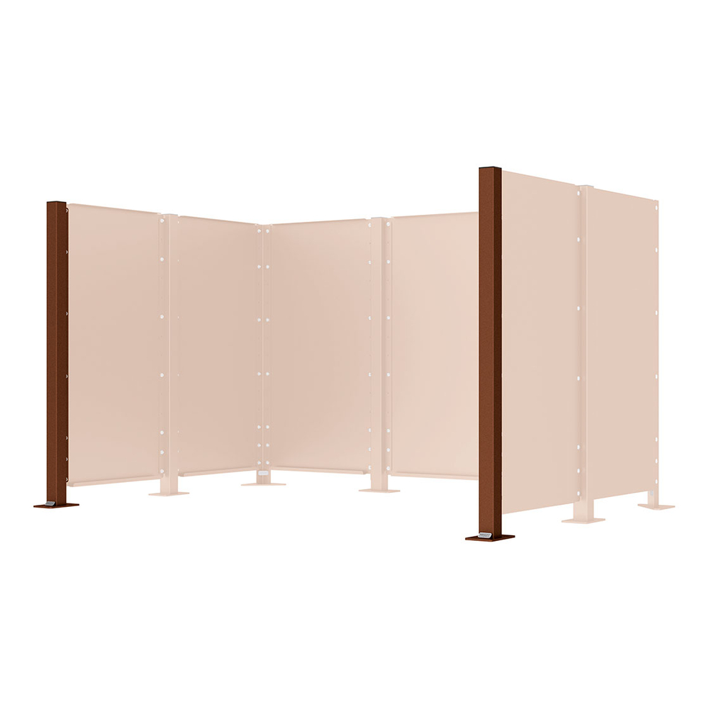 Poteau cache-conteneurs modulable peint sur Galva Aspect Corten - Poteau d'extrémité sur platine fixe - PROCITY - 208184.S025