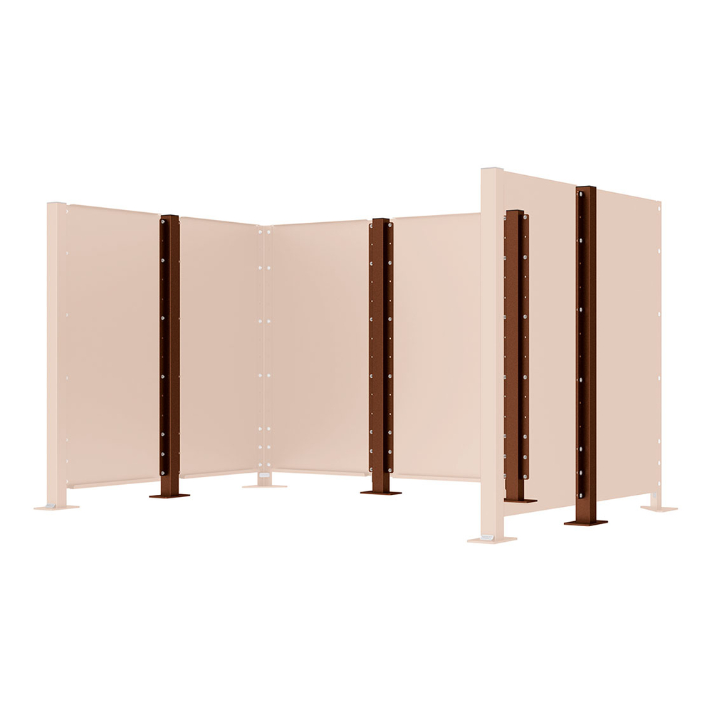 Poteau cache-conteneurs modulable peint sur Galva Aspect Corten - Poteau intermédiaire sur platine fixe - PROCITY - 208197.S025