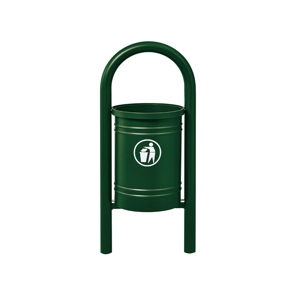 Corbeille Vercors 40 litres RAL6005 - seau intérieur - PROCITY - 208211.6005