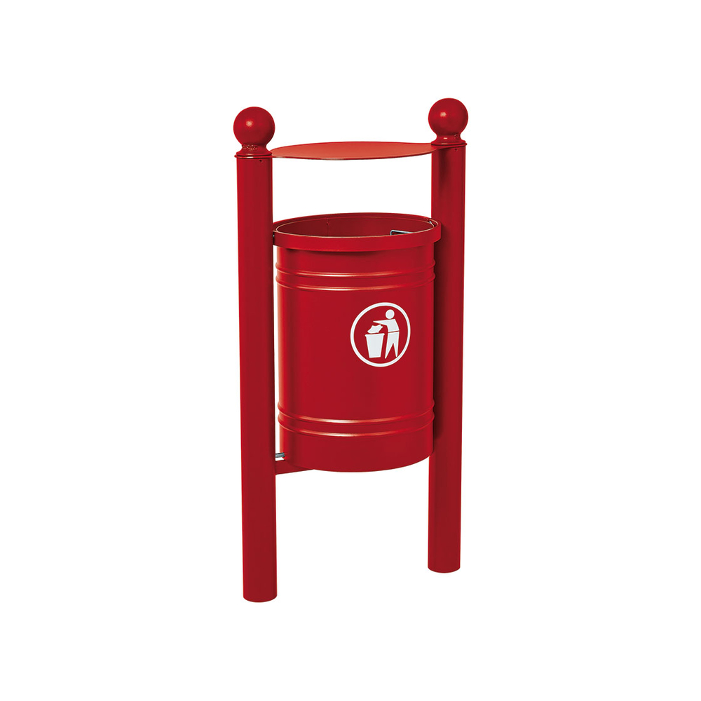 Corbeille Saintonge Boule 40 litres RAL3004 - seau intérieur - PROCITY - 208227.3004
