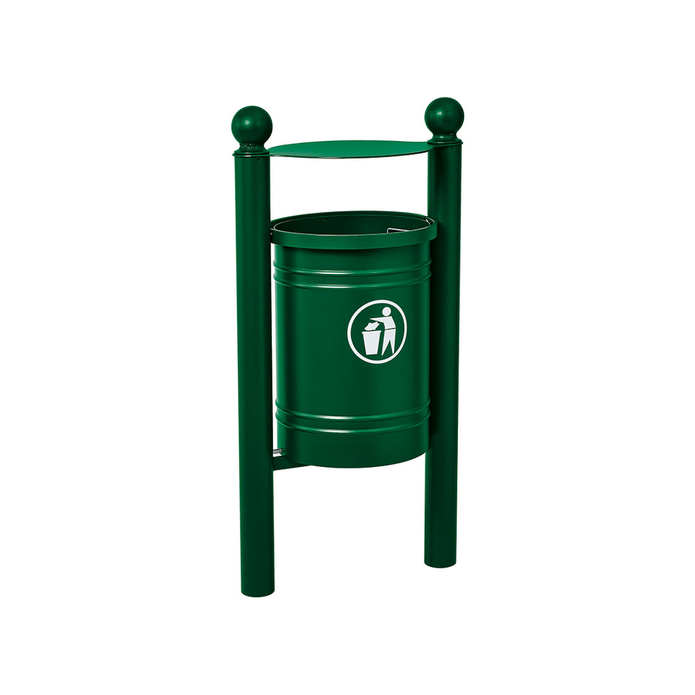 Corbeille Saintonge Boule 40 litres RAL6005 - seau intérieur - PROCITY - 208227.6005