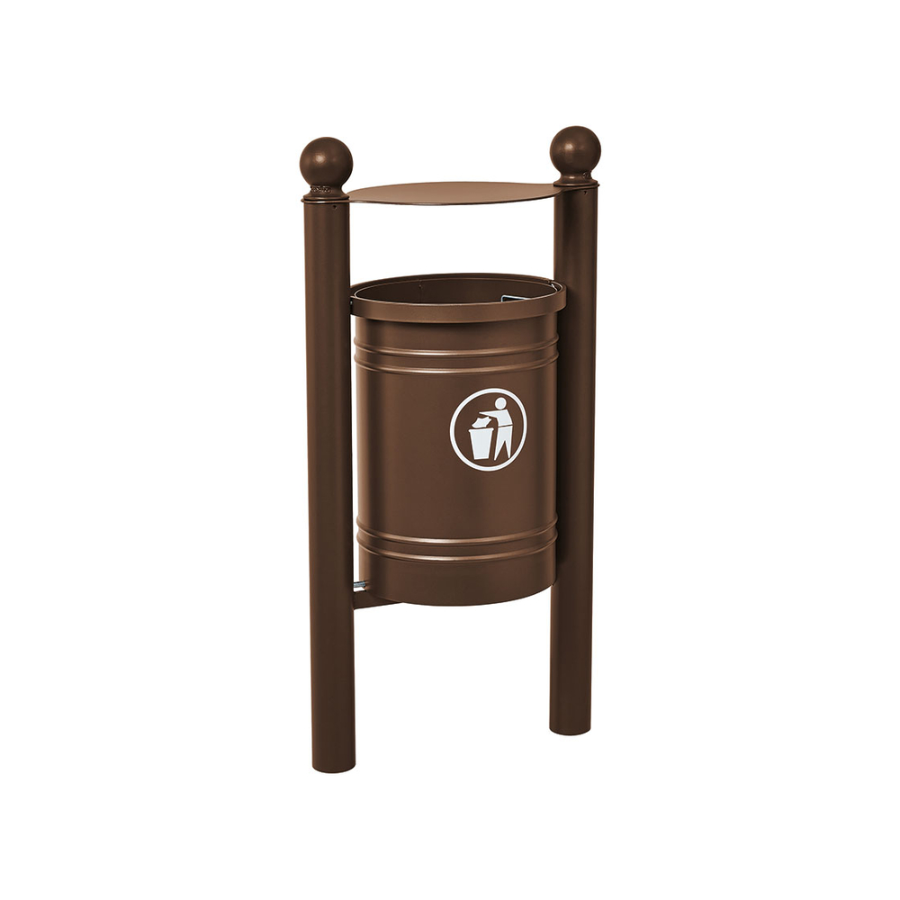 Corbeille Saintonge Boule 40 litres RAL8017 - seau intérieur - PROCITY - 208227.8017