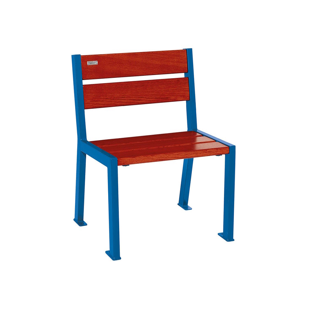 Fauteuil bois et acier Silaos 5 lames RAL5010 - Chêne lasuré acajou - Sans accoudoir - PROCITY - 209500.5010.ACAJ