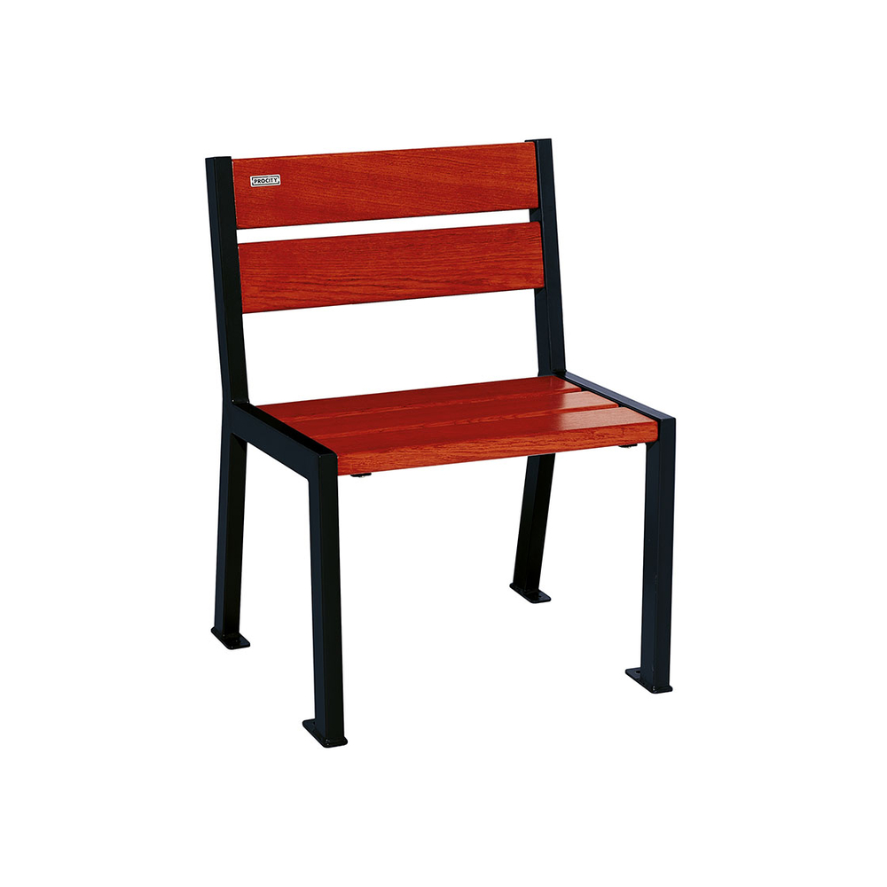 Fauteuil bois et acier Silaos 5 lames RAL9005 - Chêne lasuré acajou - Sans accoudoir - PROCITY - 209500.9005.ACAJ