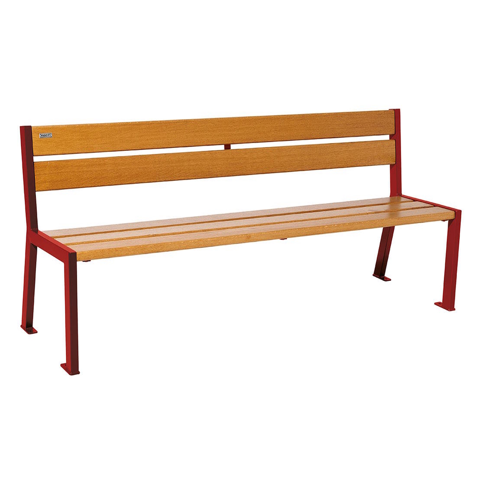 Banc bois et acier Silaos 5 lames RAL3004 - Chêne lasuré chêne clair - 1800mm - Sans accoudoir - PROCITY - 209502.3004.CHEC