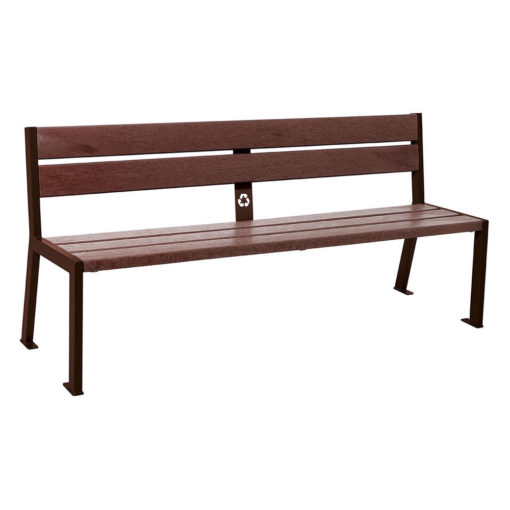 Banc plastique recyclé et acier Silaos 5 lames RAL8017 - Sans accoudoir - PROCITY - 209504.8017