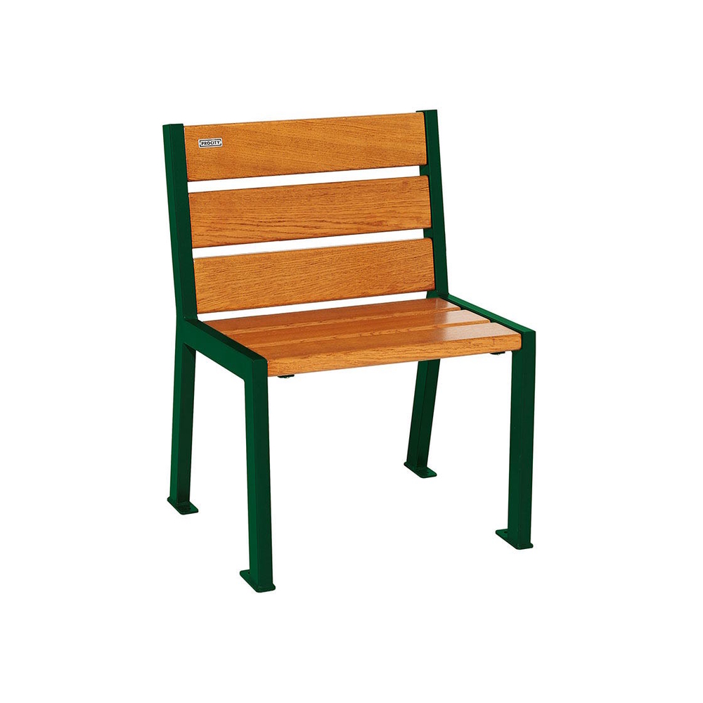 Fauteuil bois et acier Silaos 6 lames RAL6005 - Chêne lasuré chêne clair - Sans accoudoir - PROCITY - 209600.6005.CHEC