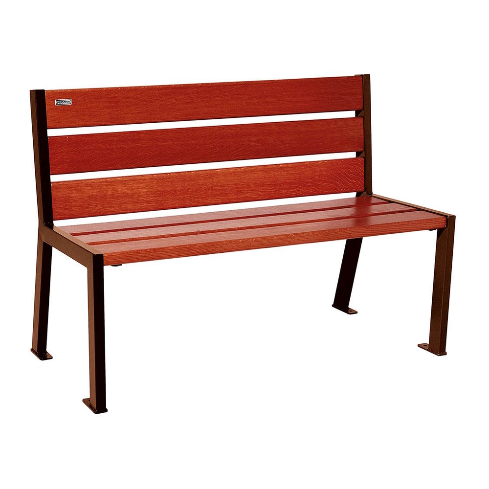 Banc bois et acier Silaos 6 lames Aspect Corten - Chêne lasuré acajou - 1200mm - Sans accoudoir - PROCITY - 209601.S025.ACAJ