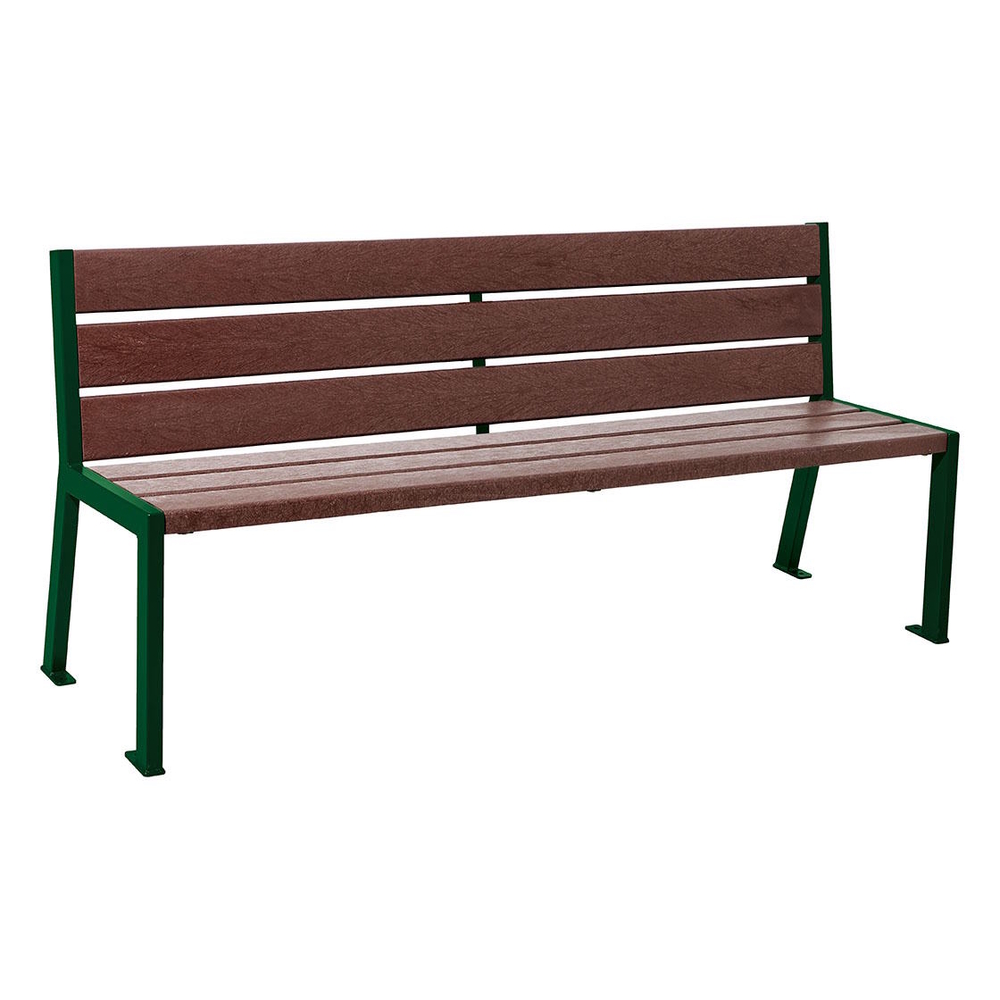 Banc plastique recyclé et acier Silaos 6 lames RAL6005 - Sans accoudoir - PROCITY - 209604.6005