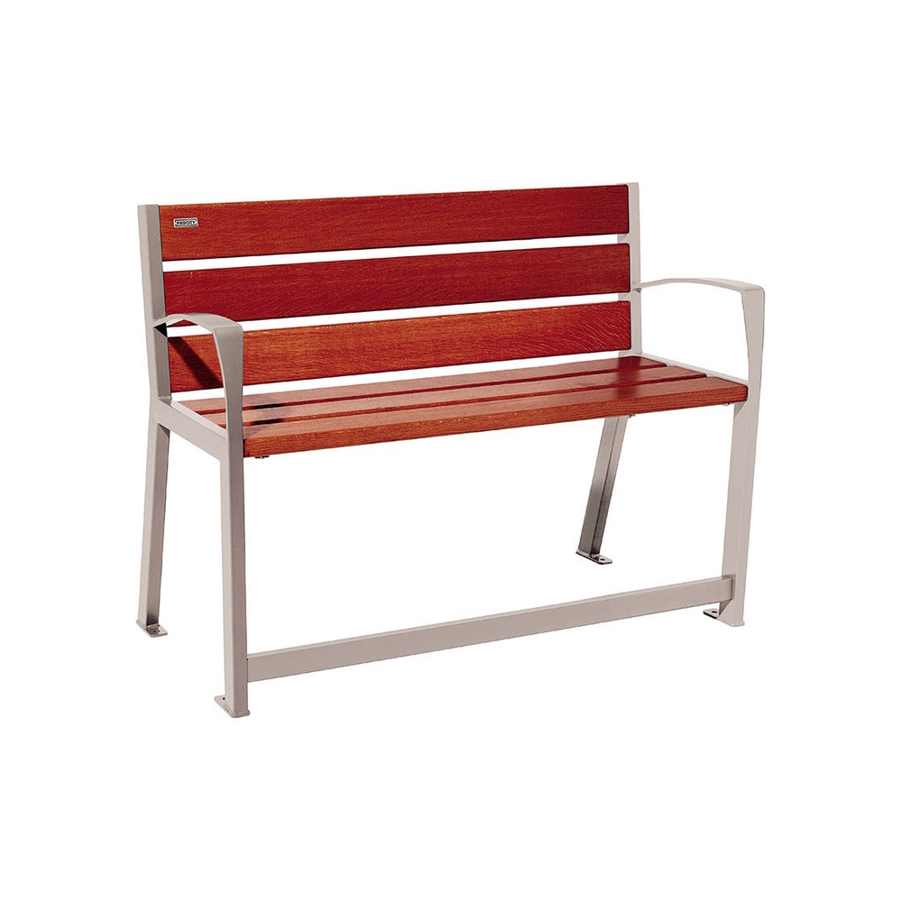 Banc bois et acier Silaos spécial sénior RAL7044 - Chêne lasuré acajou - 1200 - PROCITY - 209621.7044.ACAJ