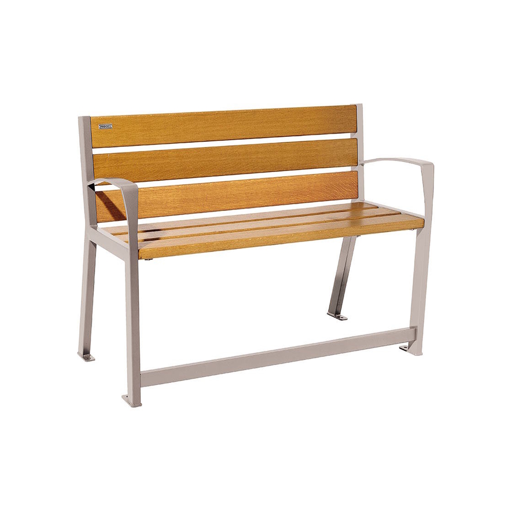 Banc bois et acier Silaos spécial sénior RAL7044 - Chêne lasuré chêne clair - 1200 - PROCITY - 209621.7044.CHEC