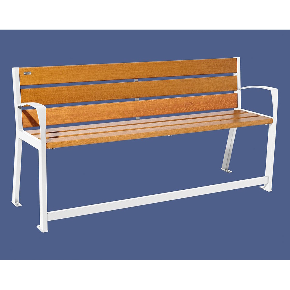 Banc bois et acier Silaos spécial sénior RAL9010 - Chêne lasuré chêne clair - 1800 - PROCITY - 209622.9010.CHEC
