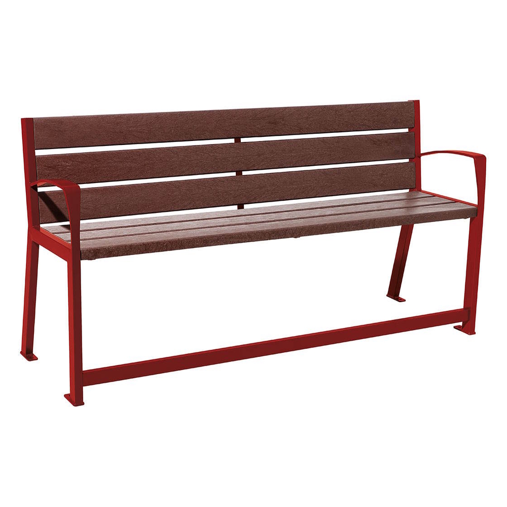 Banc plastique recyclé et acier Silaos spécial sénior RAL3004 - PROCITY - 209624.3004