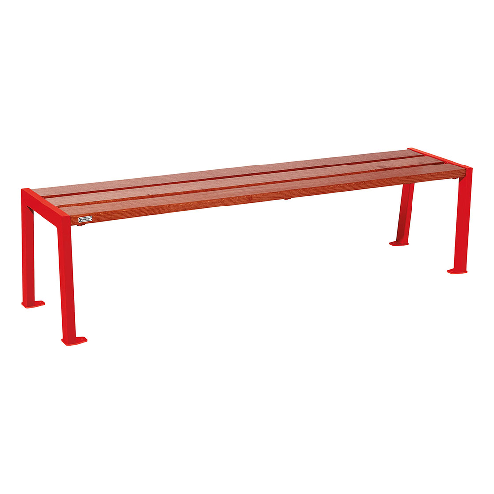 Banquette Silaos acier et bois RAL3020 - Chêne lasuré acajou - 1800 - PROCITY - 209632.3020.ACAJ