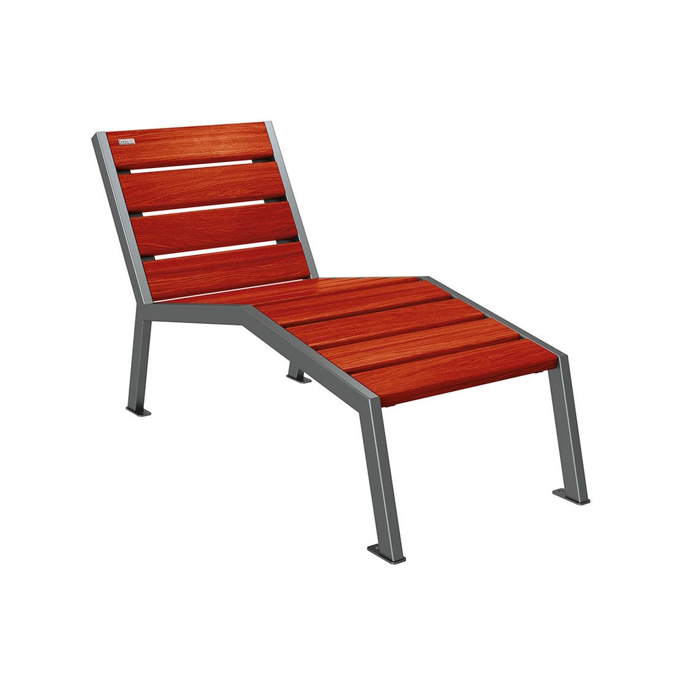 Chaise longue bois et acier Silaos Gris lasuré acajou - PROCITY - 209640.GPRO.ACAJ