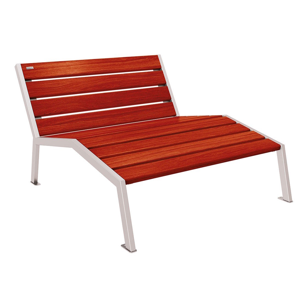 Chaise longue bois et acier Silaos RAL7044 - Chêne lasuré acajou - Sans accoudoir - 1200mm - 2 places - PROCITY - 209641.7044.ACAJ
