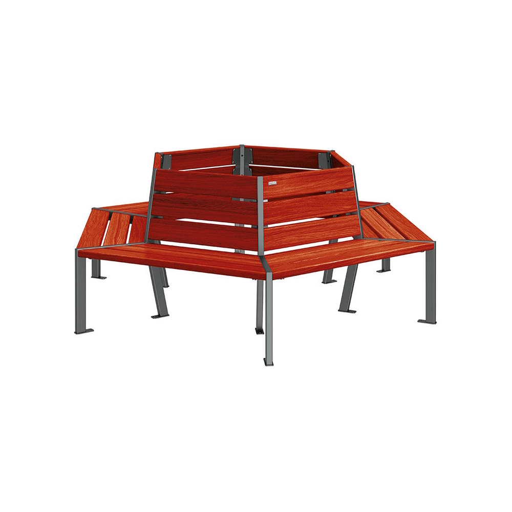 Banc tour d'arbre Silaos Gris lasuré acajou - PROCITY - 209648.GPRO.ACAJ