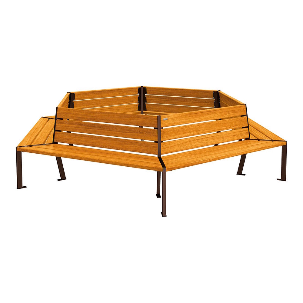 Banc tour d'arbre Silaos RAL8017 - Chêne lasuré chêne clair - 2000mm Øintérieur - PROCITY - 209649.8017.CHEC