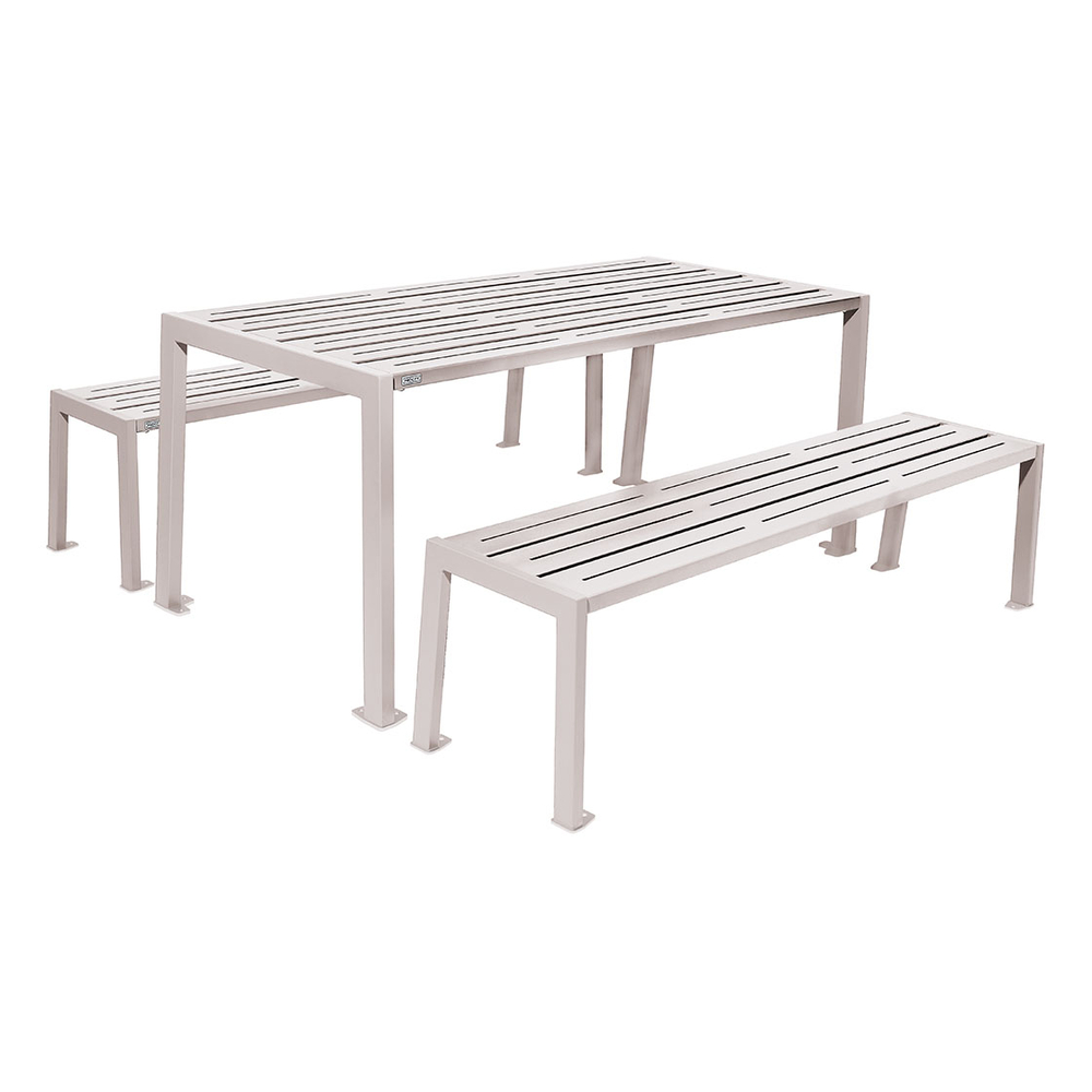 Table de pique-nique Silaos acier RAL7044 - Table + 2 banquettes - PROCITY - 209656.7044