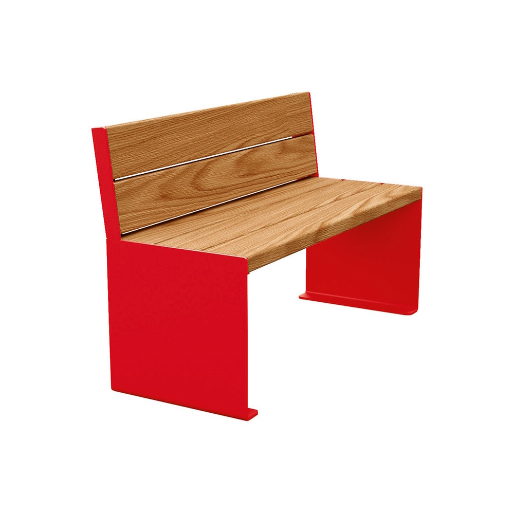 Banc bois et acier KUB RAL3020 - lasuré chêne clair - 1200mm - Banc - PROCITY - 306380.3020.CHEC