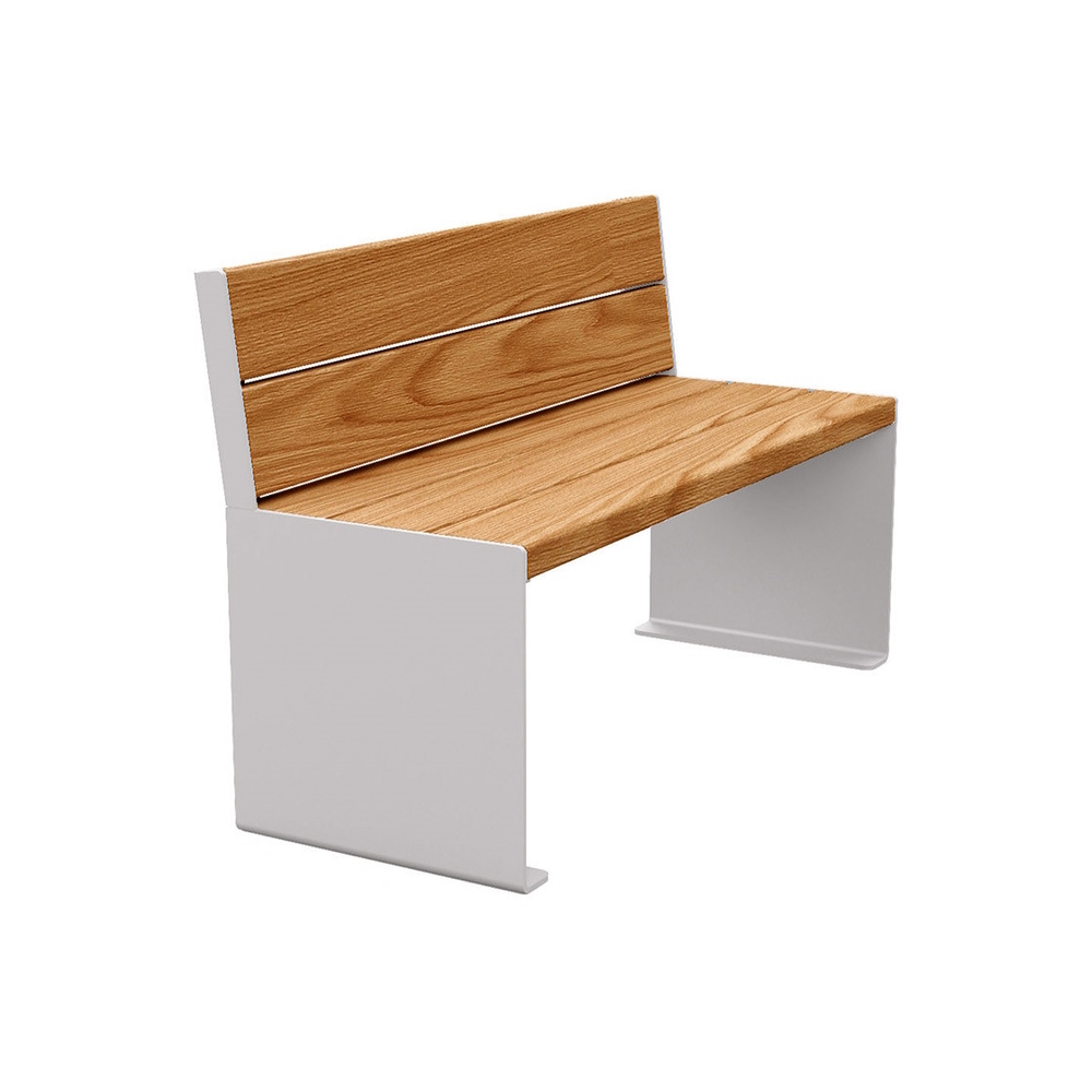 Banc bois et acier KUB RAL7044 - lasuré chêne clair - 1200mm - Banc - PROCITY - 306380.7044.CHEC