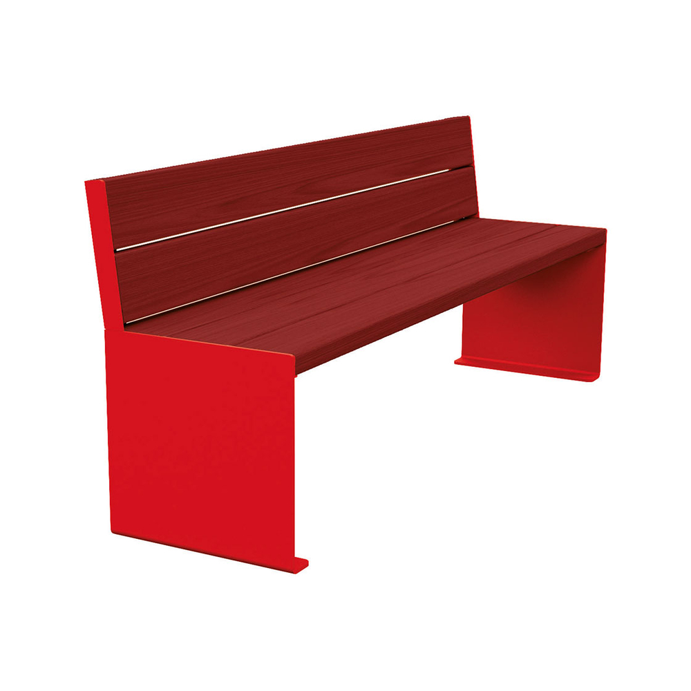 Banc bois et acier KUB RAL3020 - lasuré acajou - 1800mm - Banc - PROCITY - 306384.3020.ACAJ