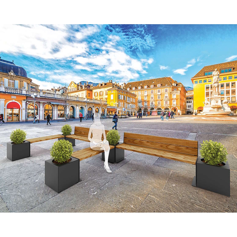 Banc bois et acier KUB RAL9005 - lasuré chêne clair - 1800mm - Banc - PROCITY - 306384.9005.CHEC