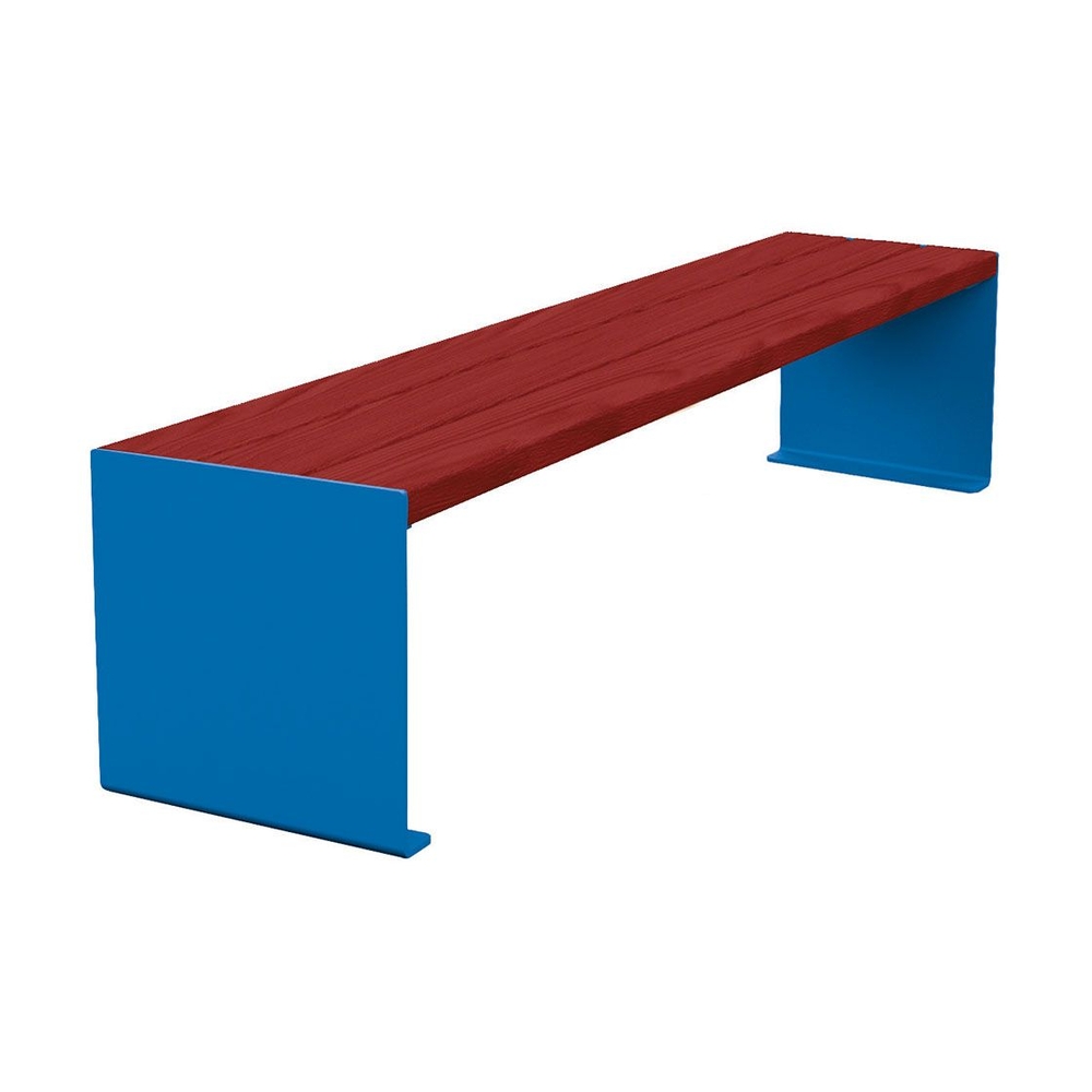 Banquette KUB acier et bois RAL5010 - lasuré acajou - 1800mm - PROCITY - 306392.5010.ACAJ