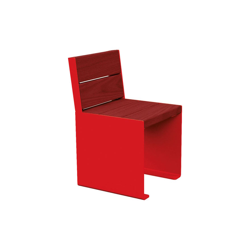 Banc bois et acier KUB RAL3020 - lasuré acajou - 450mm - Banc - PROCITY - 306394.3020.ACAJ