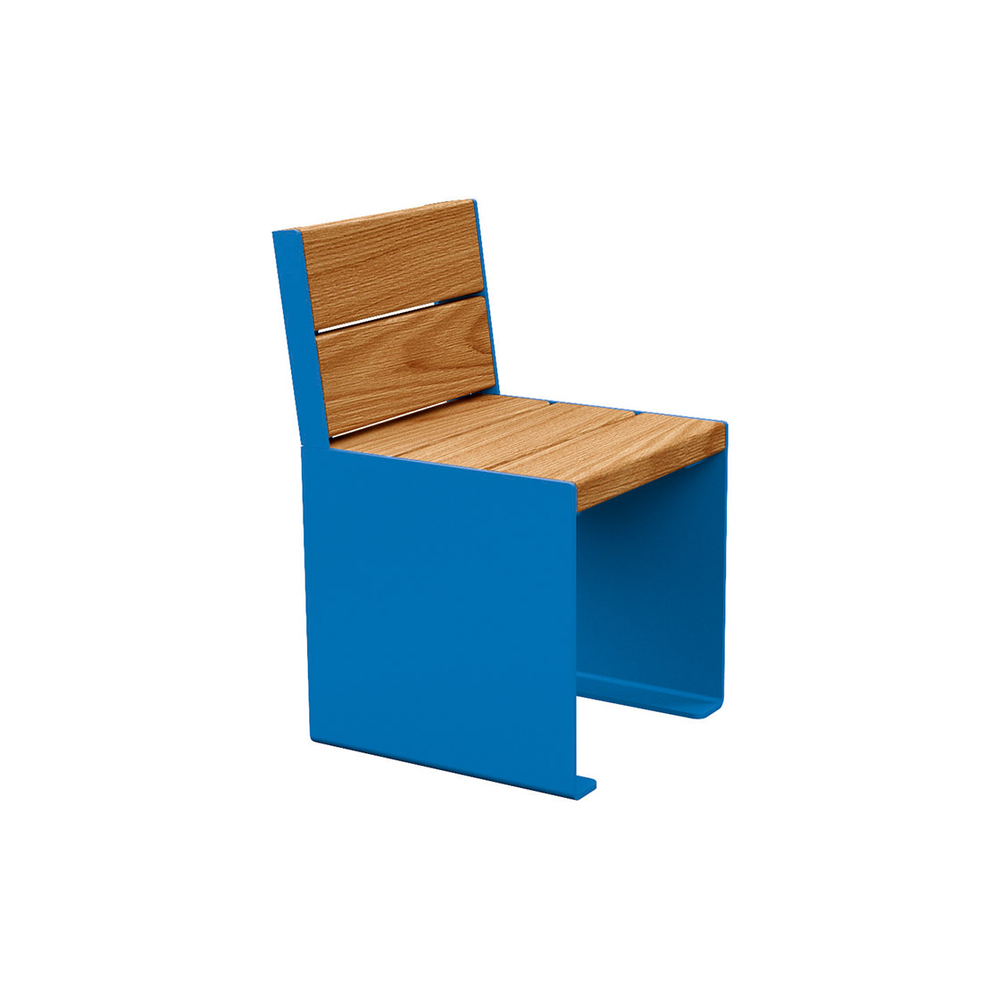 Banc bois et acier KUB RAL5010 - lasuré chêne clair - 450mm - Banc - PROCITY - 306394.5010.CHEC