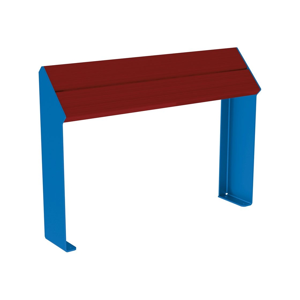Assis-debout KUB acier et bois RAL5010 - lasuré acajou - PROCITY - 306720.5010.ACAJ