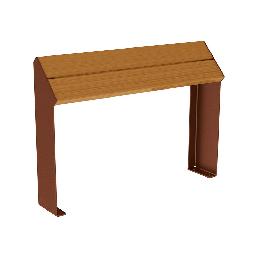 Assis-debout KUB acier et bois Aspect Corten - lasuré chêne clair - PROCITY - 306720.S025.CHEC