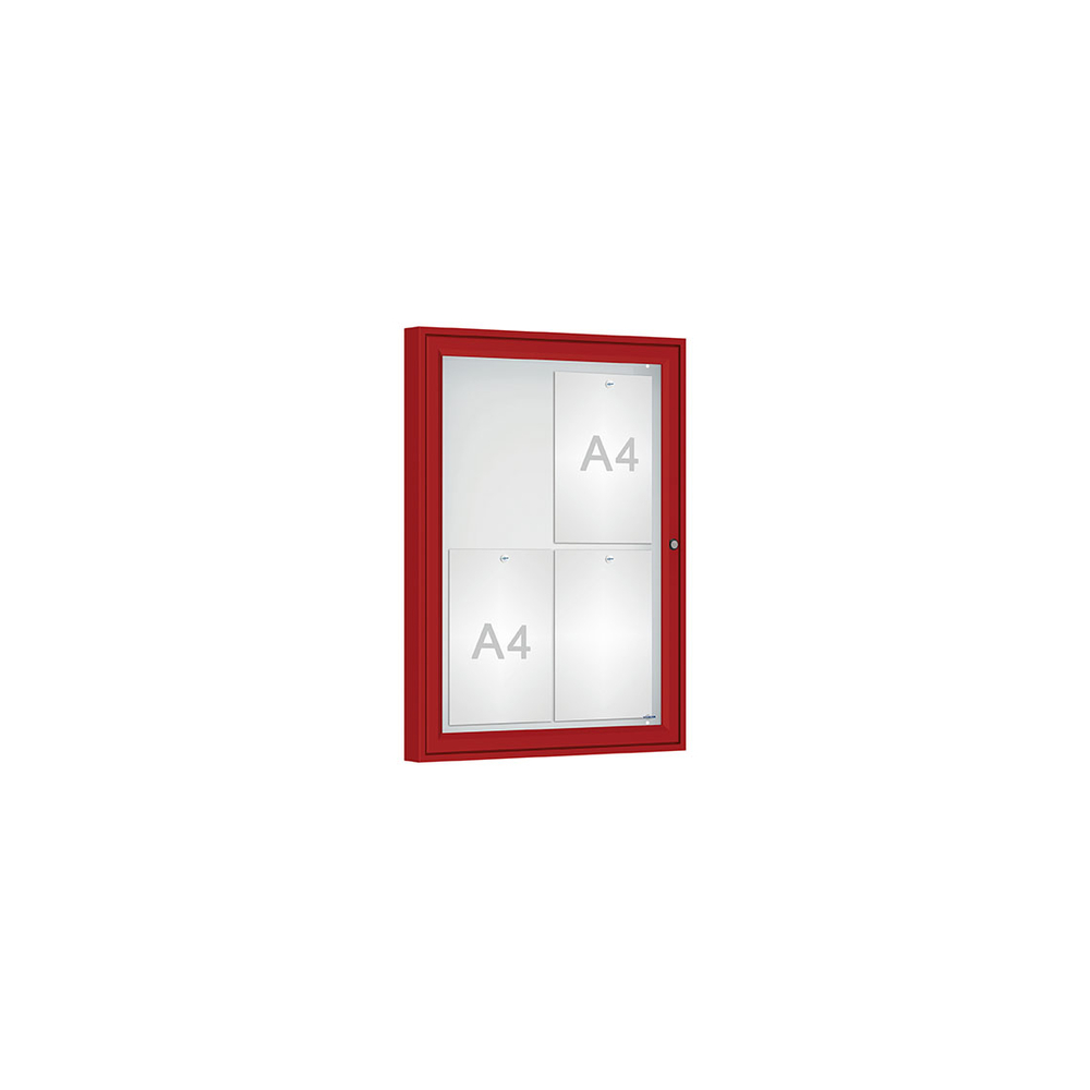 Vitrine Classique RAL3004 - Verre sécurisé - 4 A4 - 750x550mm - PROCITY - 406350.3004