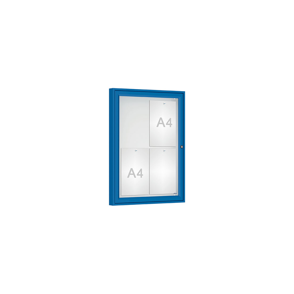 Vitrine Classique RAL5010 - Verre sécurisé - 4 A4 - 750x550mm - PROCITY - 406350.5010