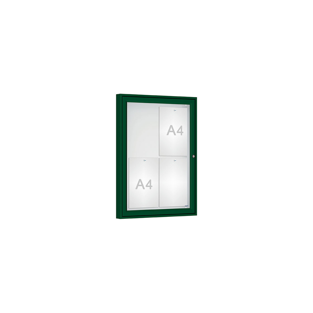 Vitrine Classique RAL6005 - Verre sécurisé - 4 A4 - 750x550mm - PROCITY - 406350.6005